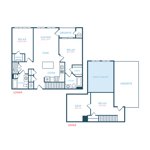 Floor plan for 2 beds, 2 baths, 1593 sqft